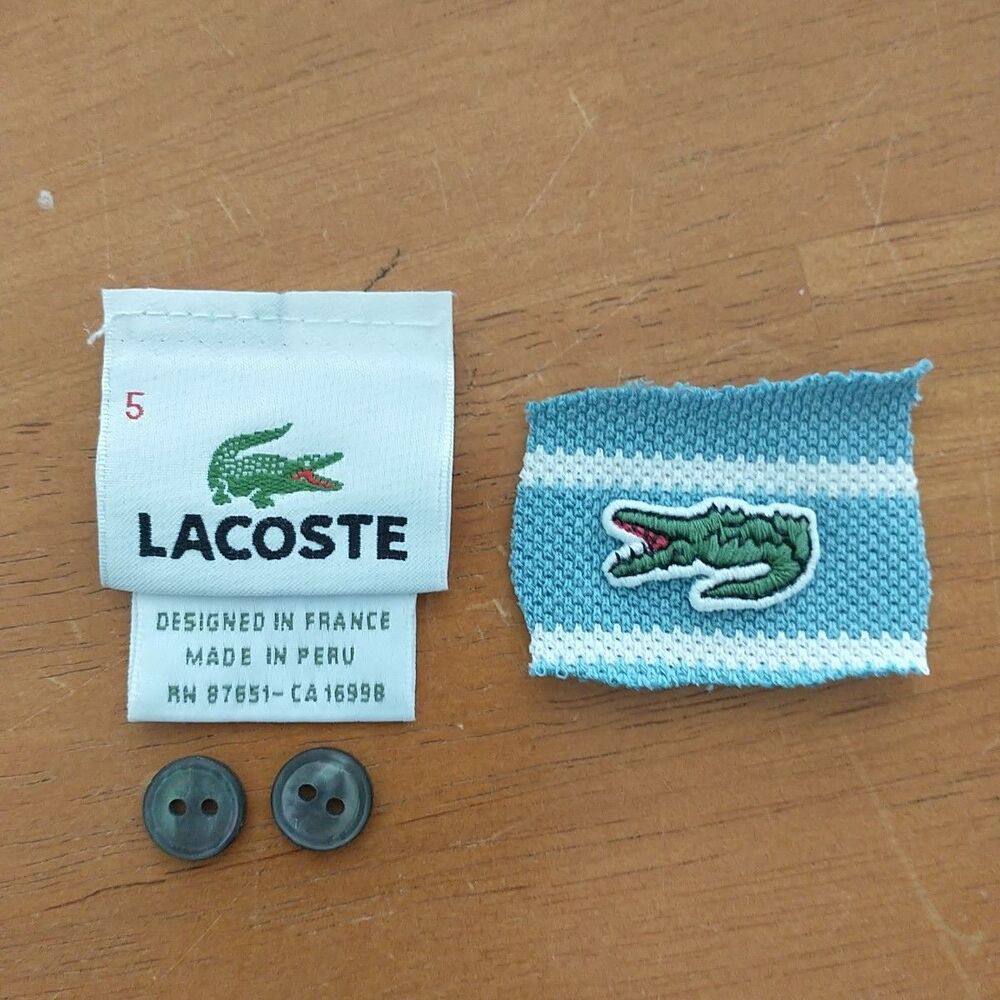 Lacoste Polo Shirt Button Replacement Gray Irisdescent 2 Hole Logo Tag Set